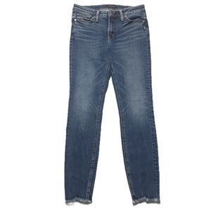 Silver Most Wanted Jeans Womens 28x29 Raw Hem Mid Rise Stretch Blue Denim